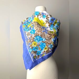 Floral Blue and Yellow Scarf